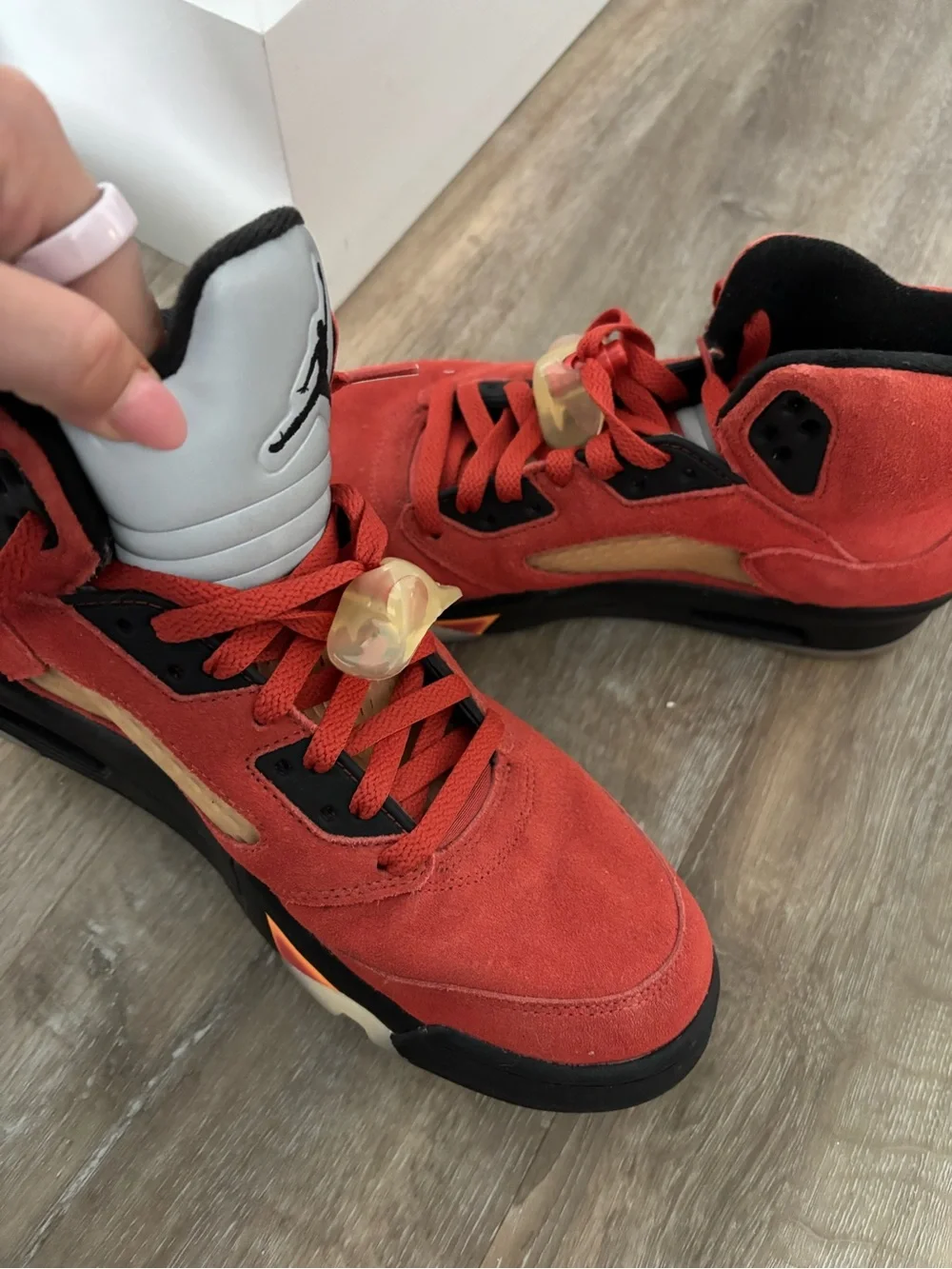 Jordan Kids Red Suede High-Top Sneakers